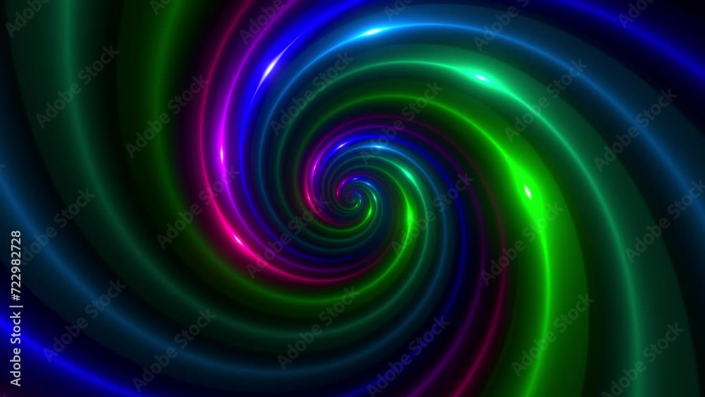Wall mural minimal spiral in infinite rotation. abstract background in blue, green and green colors. dizzy conc