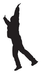 左方向に向かってジャンプする人物シルエット