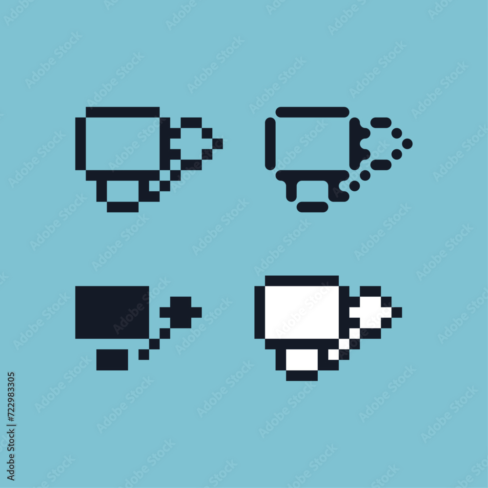 Poster pixel art outline sets icon of anvil stone variation color. anvil icon on pixelated style. 8bits per