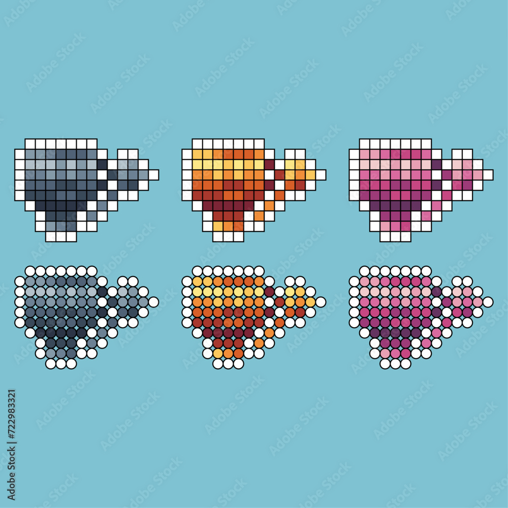 Poster pixel art stroke sets icon of anvil stone variation color. anvil icon on pixelated style. 8bits perf