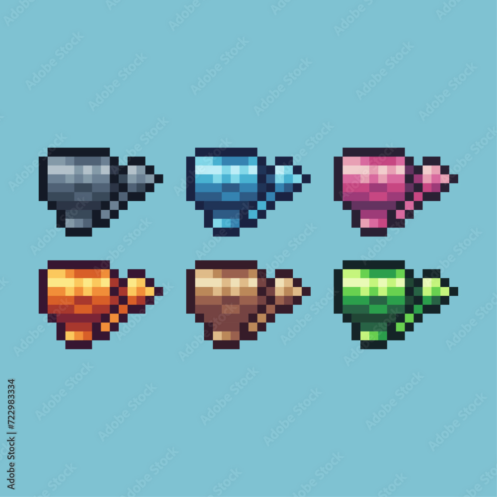 Poster pixel art sets icon of anvil stone variation color. anvil icon on pixelated style. 8bits perfect for