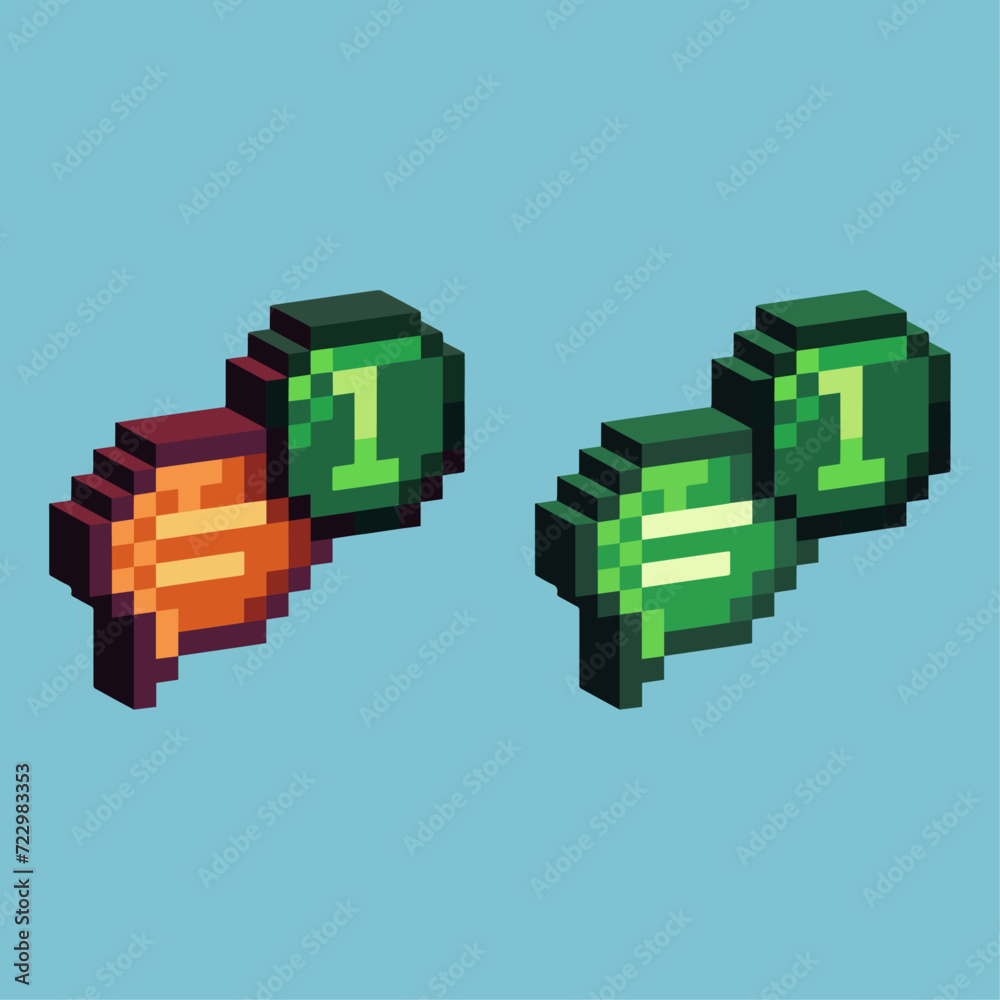 Poster isometric pixel art 3d of chat notification icon for items asset. chatting icon on pixelated style.8
