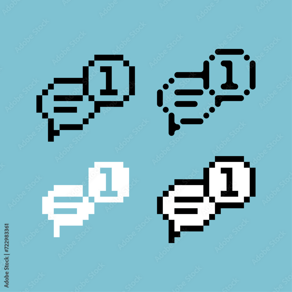 Poster pixel art outline sets icon of chat notif variation color. chatting icon on pixelated style. 8bits p