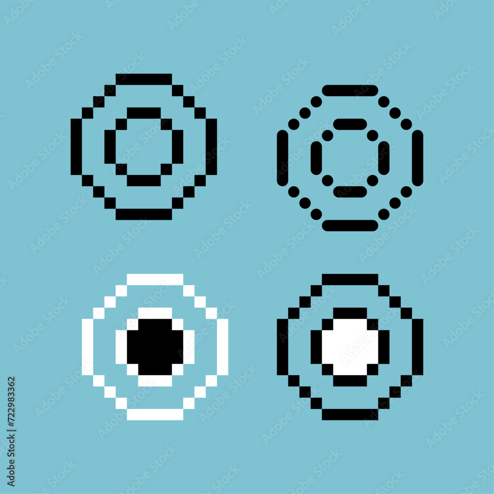 Poster pixel art outline sets icon of circle variation color. circle icon on pixelated style. 8bits perfect