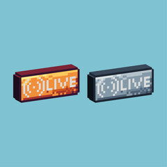 Isometric Pixel art 3d of live button icon for items asset. Live icon on pixelated style.8bits perfect for game asset or design asset element for your game design asset.