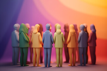 crowd of people, different persons, diverse group discussion, 3d render illustration, standing together