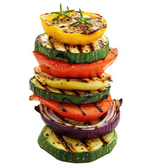 Grilled vegetables isolated on transparent background