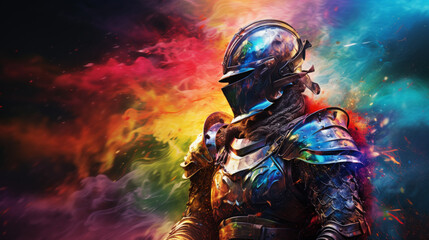 Fototapeta premium A Knight in rainbow colors
