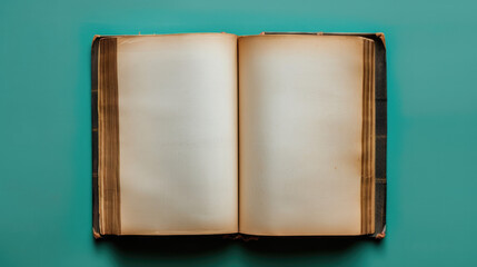 Vintage open book mockup isolated on background, blank pages for custom content.