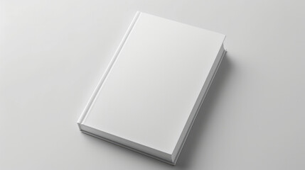 Minimalist white book cover mockup on a plain background, ideal for design presentations.