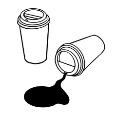 Hand drawn coffee cup illustration. Retro vintage style.