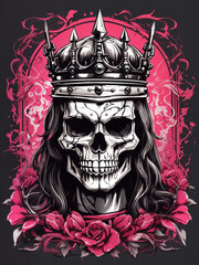 Crowned king skull illustration
