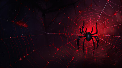 Obraz premium Spider web blue and red background generated with ai 