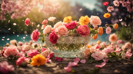 "Spring beauty brings a renewal of vibrant colors of flowers all over and fresh life"