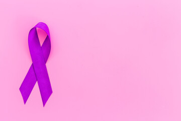 Purple ribbon symbol of pancreas cancer and Alzheimer's disease awareness concept