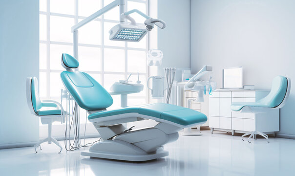 Interior of a new modern dental clinic office. Dentistry and health care concept.
