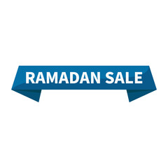 Ramadan Sale Text In Blue Ribbon Rectangle Shape For Promotion Sell Business Marketing Social Media Information
