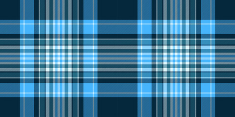 Wear textile pattern tartan, newborn check vector plaid. Detailed seamless fabric texture background in cyan and dark colors.