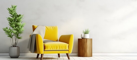 yellow chair in interior living room