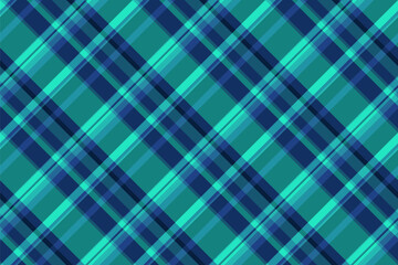 Coat vector texture background, smooth check plaid pattern. Winter tartan seamless fabric textile in teal and cyan colors.