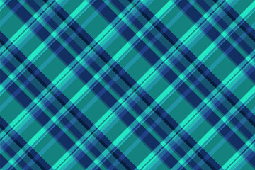 Coat vector texture background, smooth check plaid pattern. Winter tartan seamless fabric textile in teal and cyan colors.