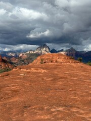 Low hanging clouds in rainy desert Sedona, Arizona