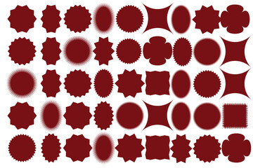 Set of vector starburst, sunburst badges. Simple flat style Vintage labels. Design elements. Colored stickers. A collection of different types and colors icon. eps 10