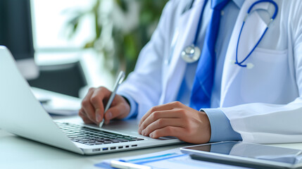 doctor working on laptop computer