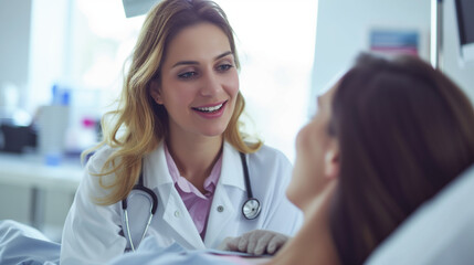 Fototapeta premium female doctor talking to patient