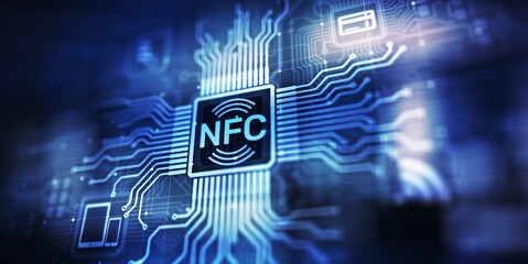 NFC Wireless communication technology Digital payment concept.