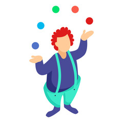 Juggler wearing baggy pants and playing with balls isometric Concept, Ball shuffle performance Vector Icon Design, circus artist Symbol, Street Mime performer Sign, Carnie troupe Stock illustration