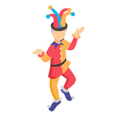 Laughing jester isometric Concept, Joker Dancing Vector Icon Design, circus artist Symbol, Street Mime performer Sign, Carnie troupe Stock illustration