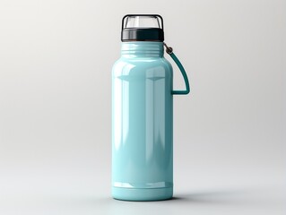 Blank water bottle mockup with ring and handle