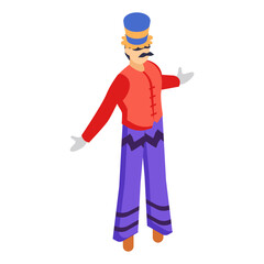 Stilt walkers isometric Concept, moko jumbie Vector Icon Design, circus artist Symbol, Street Mime performer Sign, Carnie troupe Stock illustration
