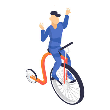 Person Riding Penny Farthing isometric Concept, Cycling Entertainer Vector Icon Design, circus artist Symbol, Street Mime performer Sign, Carnie troupe Stock Retro Front Big Wheel Bicycle illustration