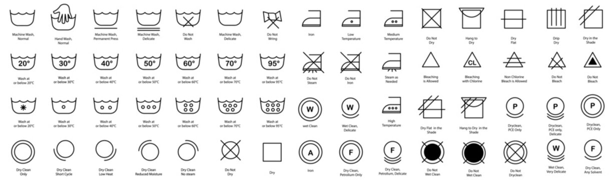 Laundry icons set for cloth design