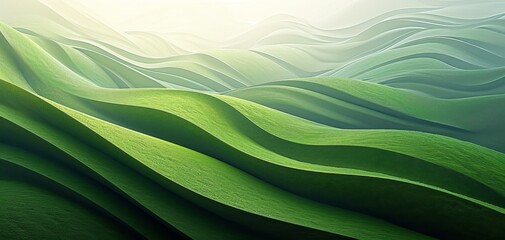 Abstract Green Waves Textured Background.