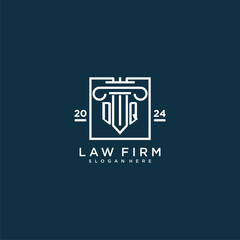 DQ initial monogram logo for lawfirm with pillar design in creative square