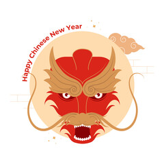 Chinese New Year 2024 modern art design. Year of the dragon vector illustration.