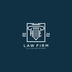 AE initial monogram logo for lawfirm with pillar design in creative square