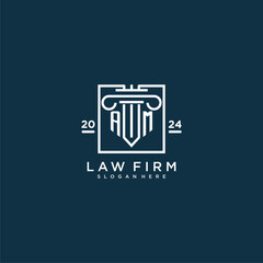 AM initial monogram logo for lawfirm with pillar design in creative square