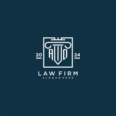 AO initial monogram logo for lawfirm with pillar design in creative square