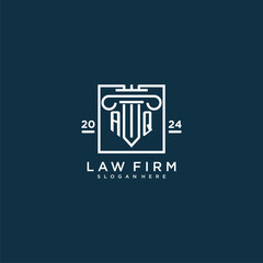 AQ initial monogram logo for lawfirm with pillar design in creative square