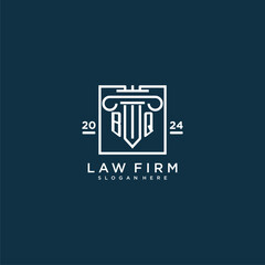 BQ initial monogram logo for lawfirm with pillar design in creative square
