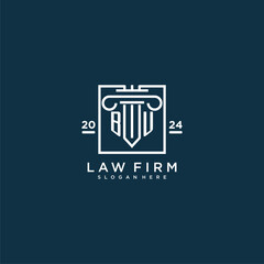 BU initial monogram logo for lawfirm with pillar design in creative square