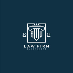 BW initial monogram logo for lawfirm with pillar design in creative square