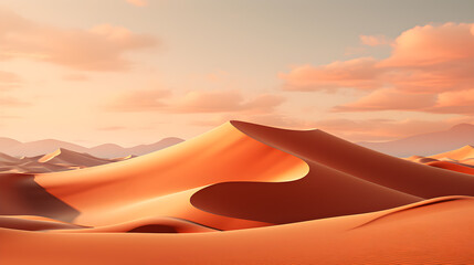Fototapeta na wymiar Abstract Sunset Sands, Desert landscape with sand and sky. Generative AI