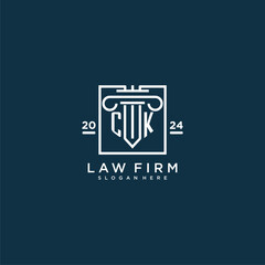 CK initial monogram logo for lawfirm with pillar design in creative square