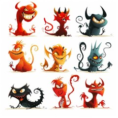 set of funny monsters