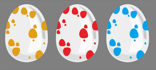 three very cute colored eggs